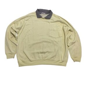 Vintage Gad-abouts Pastel Yellow Gray Collar Sweatshirt Pocket - Size L